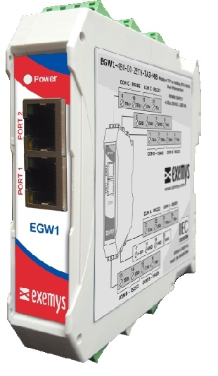 EGW1-2ETH-IA3-MB Modbus TCP Protocol Converter with 2 RJ45 Ports