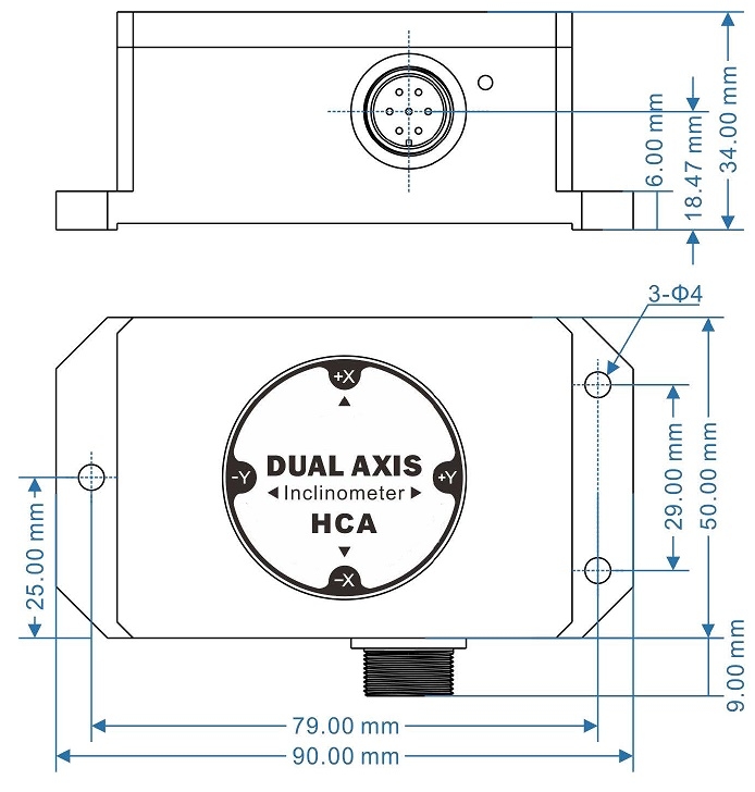 HCA Inclinometer Dimensional Drawing