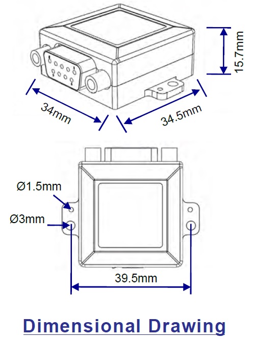 LPMS-CU2 Dimensional Drawing