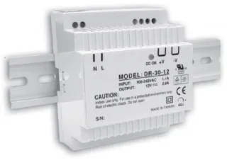 DR-30 Series DIN Rail Mounted Power Supply - 12vDC at 24 Watts