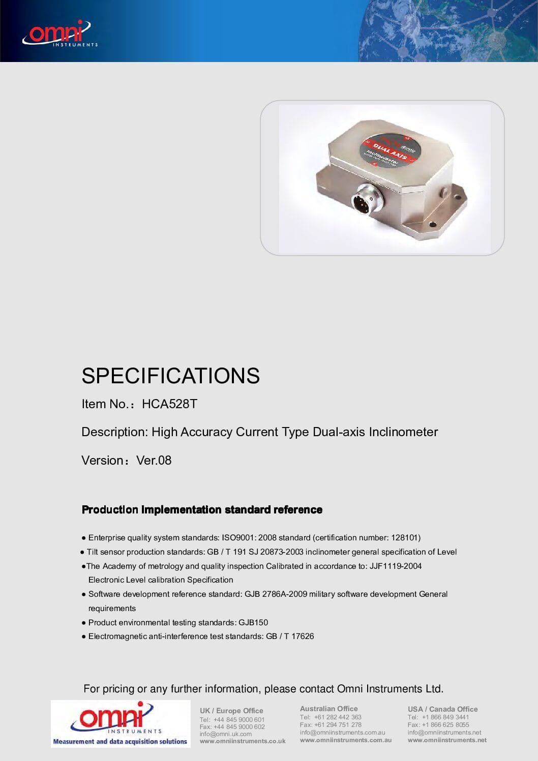Omni Instruments Inclinometer GYRO-HCA5x8T-High-Accuracy-Dual-Axis-Inclinometer-Current-Output-pdf ...