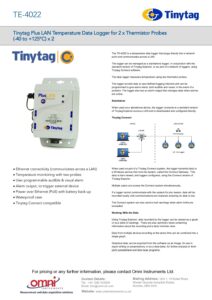 Tinytag Plus LAN Temperature Data Logger for Two Thermistor Probe - TE ...